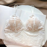 Sexy Backless Bralette French Sheer Mesh Halter Top Wireless Comfortable No Show Anti Nipple Bra & G String Australia Hot MOYISU