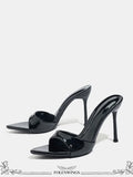 Size 43 Leopard Sexy Super High Slide Mules Sharp Pointed Toe Stiletto Thin Heel Slip On Summer Party Sandals Women Dress Shoes