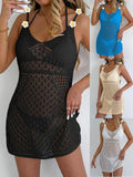 Women's Dress Women's Sexy Hollow Woven Suspender Skirt Hand Crochet Splicing Beach Bikini Smock Long Dresses for Women
