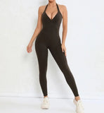 Women's Seamless Yoga Jumpsuits Sports Fitness Peach Hip-lifting Beauty Backless One-piece Pocket Tight Workout Gym Bodysuit