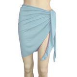 Women Beach Skirts Swimwear Summer Solid Bikini Cover Ups Shorts Pareo Wraps Sarong Skirt Swimsuit Beachwear Half Wrapped Skirt