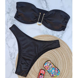 New Sexy Bandeau Strapless Bikini Female Swimsuit Women Swimwear Two-pieces Bikini set Padded Bather Bathing Suit Swim V4647D