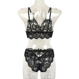 Sexy Elegant Lace Seamless Lingerie Set Women's Hollow Erotic Lingerie Transparent Wirefree Bra Sets Panties