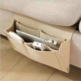 5-Pocket Felt Bedside Caddy Organizer, Bed/Sofa Storage Pockets for Tablet/Phone/Book/Magazine