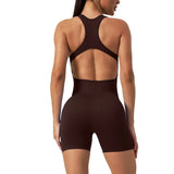 Seamless Yoga Jumpsuit Sleeveless Shorts One Piece Yoga Suit Sexy Cutout Backless Top Women Playsuit Gym Summer Workout Clothes