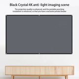 Home office business projector, portable movie screen, 60-133 inches, metal anti light screen hook for daytime viewing