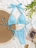 DEKA Lace-Up Micro Retro Blue Plaid Bikini Women Swimsuit 2026 Trend Two-piece Thong Bikini Set  Beach Wear Female Swimwear