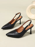 Elegant Women Sandals Pointed Toe 8cm Thin High Heels Sandals Back Buckle Strap Soft Single Party Dress Shoes Big Size 34-45 New