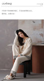Women's Autumn and Winter Pajamas 3-Piece Set Soft and Half Velvet Thickened and Warm
