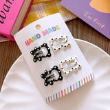 New polka dot hair clip black and white color clip girl versatile bangs clip hair accessory for short hair