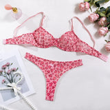 Ultra Thin Transparent Bra and Thong Set Women Sexy Underwear Polka Dot See Through Mesh Sheer Push Up Bras Lingerie Set