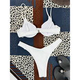 Sexy White Underwired Bra Bikini With Cup Women Swimwear Female Swimsuit Two-pieces Bikini set Bather Bathing Suit Swim V4436