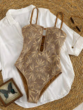 2026 Strappy Printed One Piece Swimsuit Women Sexy Hollow Swimwear Female Solid Bathers Bathing Swimming Swim Suit Beachwear