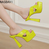 Summer New Style Fashion Waterproof Platform Super High Heel Women's Slippers Outdoor Party Open Toe Sandals High 15cm Size 37