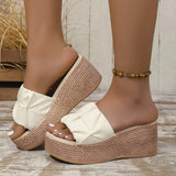 Leather Wedges Sandals for Women Summer Lightweight Chunky Platform Sandals Woman Plus Size Super High Heeled Shoes
