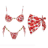 3Pcs Micro Bikini 2026 New Swimwear Women Swimsuit Sexy Brazilian Bikini Set Printed Thong Beachwear Bathing Suit Female Biquini