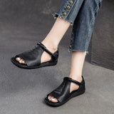 2026 Women's Summer Solid Color Retro Outdoor Casual Comfortable Flat Sandals  Beach Sandal