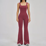 Slimming Yoga Jumpsuits Women Hollow Out Ruffles Backless Sportswear Fitness Back Hip-Lifting Leggings One-Piece Gym Bodysuits