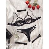 Toucheart Hollow Out 4-piece Sexys Set Transparent Lingerie For Women Underwear See Through Lingerie Sets Female Sexy Costumes