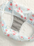 3Pcs Women Ribbed Briefs Cute Peach Plaid Print Panties Contrast White Trim Stretchy Soft Breathable Daily Underwear Set C898