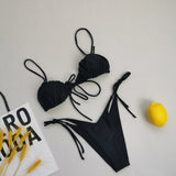 21 Colors New Sexy Bikini Women Solid Leopard Floral Print Swimwear Swimsuit Female Bandage Strap Beach Bikinis Set Bathing Suit