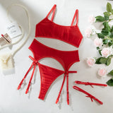 Women Transparent Bra Set Hot Erotic Sexy Costumes Solid Color Underwear Seamless Bra Thong Garters Sexy Lingerie Sets