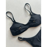 Metal Ring Mini Micro Thong Bikini Women Swimwear Female Swimsuit Two-Pieces Bikini Set Padded Bather Bathing Suit Swim V7513