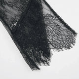 Woman Clothing 2026 O-neck Hollow Out High Slit Long Maxi Lace Dress Black Streetwear Ladies See-through Black T-shirt Dresses