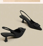 Brand Woman Slingback Shoes Fashion  Spring New Ladies High Heels Elegant Med Heel Pointed Toe Slip on Sandal Mules
