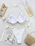 New Halter Frilled Underwired Bra Cup Bikini Women Swimwear Female Swimsuit Two-pieces Bikini set Bather Bathing Suit Swim K5837