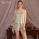 Elegant New Home Wear Set Sexy Women's Pajamas With Chest Pads Pure Desire Camisole And Sleep Pants Two-piece Sets Casual XWEX