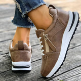 Casual Lace-Up Platform Sneakers for Women Autumn 2025 Solid Plus Size Shoes Woman Non-Slip Zip Female Sports Shoes