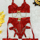 Toucheart Erotic Underwear Mesh See-through Patchwork Metal Chain Hot Girls Sexy Seductive Coquette Nightclub Party Dance Suit