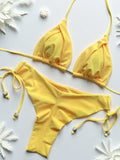 New Solid Color Bikini Set 2026 Women's Swimsuit Hanging Neck Rope Split Swimsuit 2-piece Set Summer Beachwear