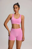 2pcs/set Yoga Sport Bra Shorts Set Sportswear Woman Gym High Waist Seamless Workout Shorts Leggings Activewear Women's Tracksuit