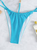 Sexy One Piece Swimwear Swimsuit Women Triangle Backless Crystal Decor Thong Sky Blue Bikinis Set Bathing Suit Beach Bikini 2026