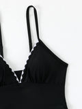 2026 Strappy Swimsuit One Piece Drawstring V-neck Swimwear Women Sexy Black Bathers Bathing Swimming Swim Suit Female Beachwear