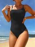 Women's Swimsuit 2026 Solid Color One Piece Bikini Rib-knit U-neck Suspender Push Up Slim Swimwear Backless Monokini KJFF093