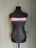 2026 Summer Women's One-piece Suit Swimwear Dot Patchwork Swimsuit Strappy Bodysuit Bikini High Waist Push Up Monokini Beachwear
