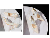 NASBAVI Sexy Lace High Heels Net Gauze Thin Heel Pointed Toe Slimming Nightclub Style Low Heel Single Shoes 41 42 43
