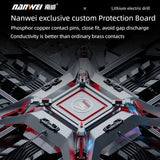 NANWEI 16.8V Brushless Electric Drill Cordless 55N.m Torque Li-ion Battery Screwdriver Power Tools for Home Improvement