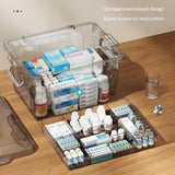 Home Multi-Layer Medicine Organizer Transparent Large Capacity Storage Box with Tray Waterproof Plastic Storage Container