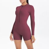 Women's Yoga Jumpsuits Sports Fitness Backless Half Zipper Peach Hip-Lifting Naked Feel Gym Running Workout One-Piece Bodysuits