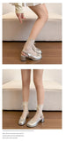 Thick Heel Women Sandals Height Increase Cover Toes Slingbacks Muels Shoes Elegant Stripper Party Dress Female Sandalias