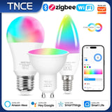 TNCE Tuya E27 E14 GU10 Bulb WIFI Zigbee, Dimmable Light LED lamps 2700-6500k RGB, Smart Life APP, Voice With Alexa Google Home