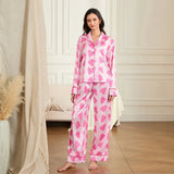 Women Christmas Pajamas Set Bow/Santa/Tree Print Long Sleeve Shirts Tops and Pants Sleepwear 2 Pieces Loungewear Suits