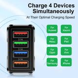 4 Ports Quick Charge 3.0 Wall Fast Charger Adapter Micro USB Fast Data Sync Charger Cable for Samsung Xiaomi Huawei Mobile Phone