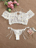 Porn Women Sexy Lingerie Off Shoulder Bralette Strapless Ruffles Bra and Panty Sets Female Transparent Underwear
