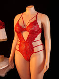 Adult Sexy Lace Teddy Bodysuit For Women Deep V Neck Open Back Halter Design Romantic Hot Women's Lingerie Babydoll Sleepwear