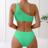 2026 Sexy Ring Link Monokini Swimsuit One Piece Solid One Shoulder Swimwear Women Bathers Bathing Swimming Swim Suit Female